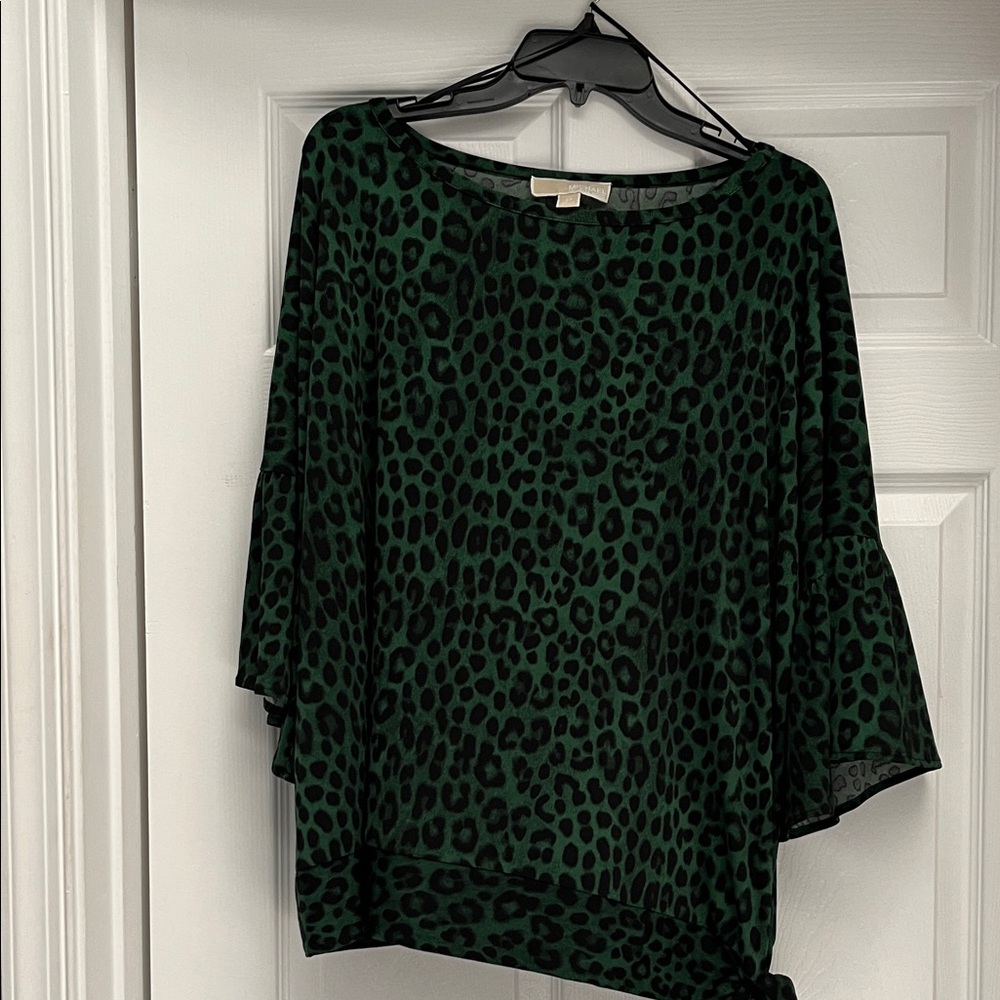 Michael Kors Emerald Leopard Print Blouse